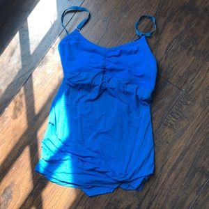 Beyond Yoga Blue open back tank adjustable straps